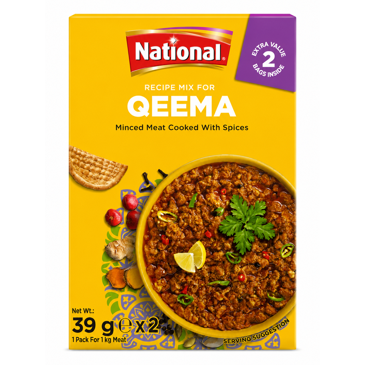 National Qeema Recipe Mix 2x39g – Mix de Condimente pentru Qeema (Carne Tocată)