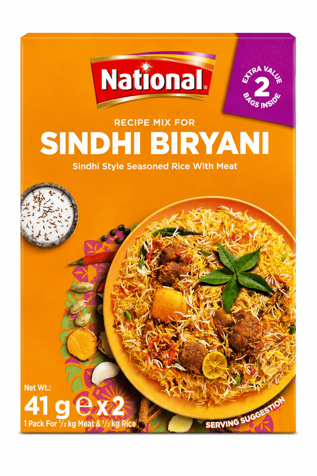 National Sindhi Biryani Recipe Mix 2x41g – Mix de Condimente pentru Sindhi Biryani