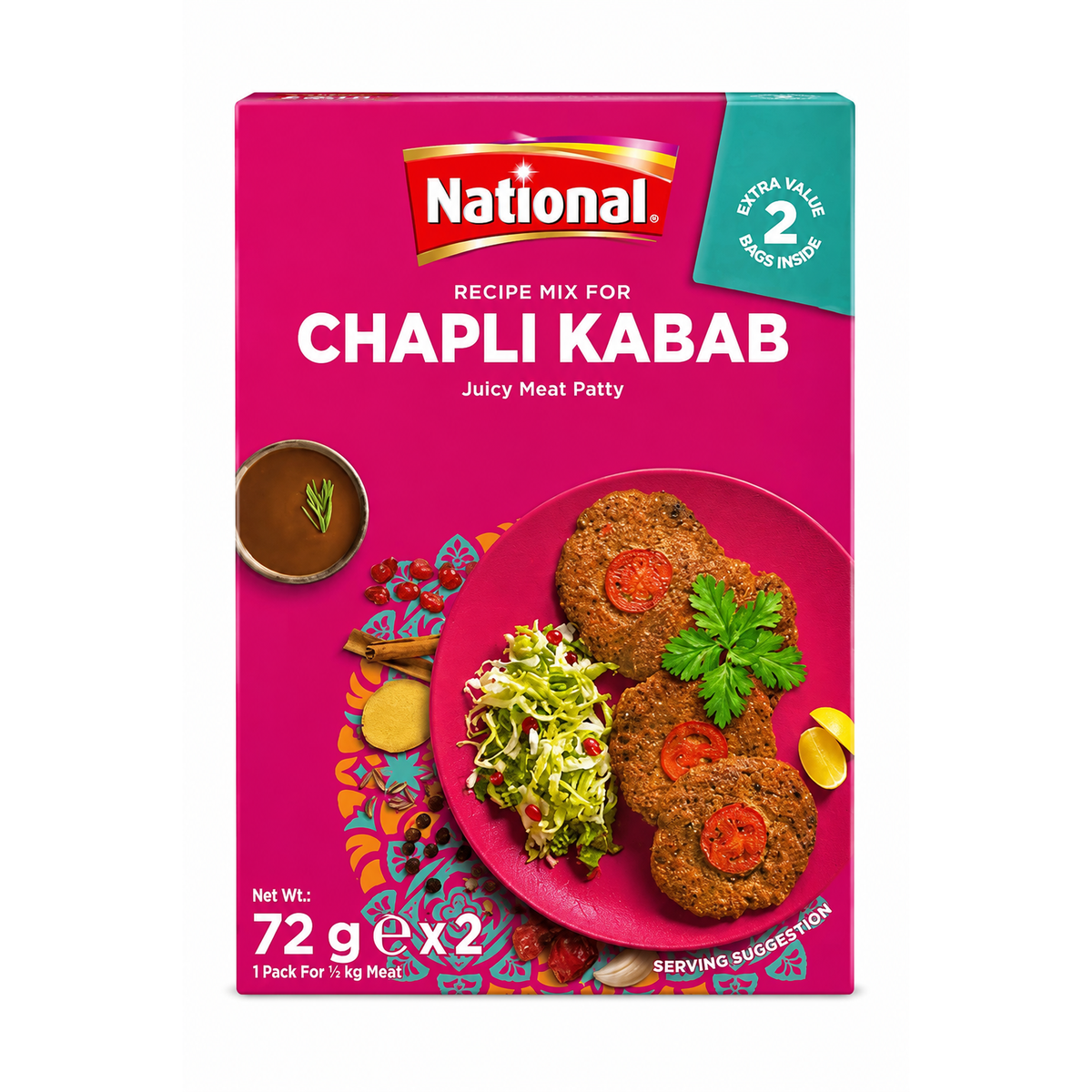 National Chapli Kabab Recipe Mix 2x72g – Mix de Condimente pentru Chapli Kabab