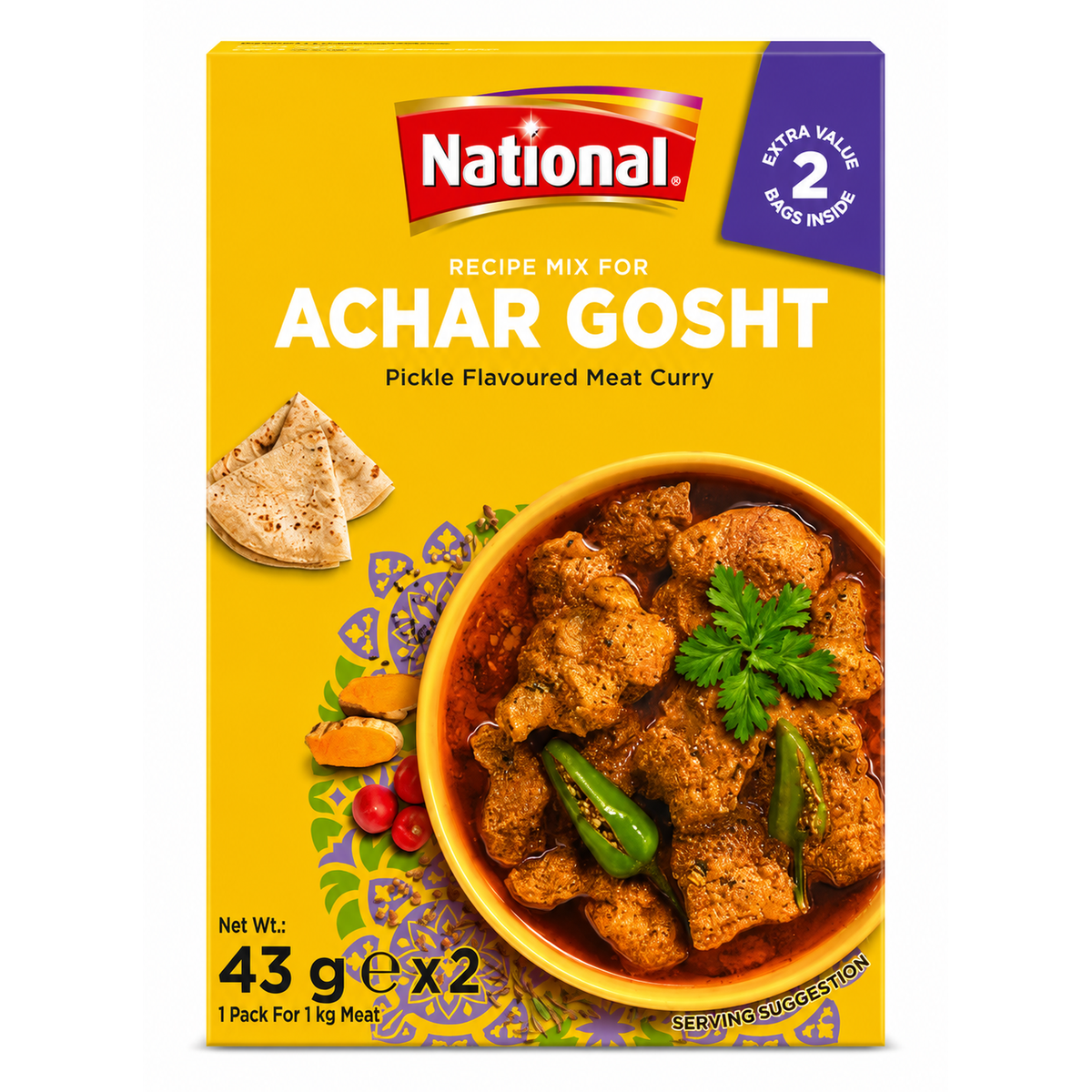 National Achar Gosht Recipe Mix 2x43g – Mix de Condimente pentru Achar Gosht