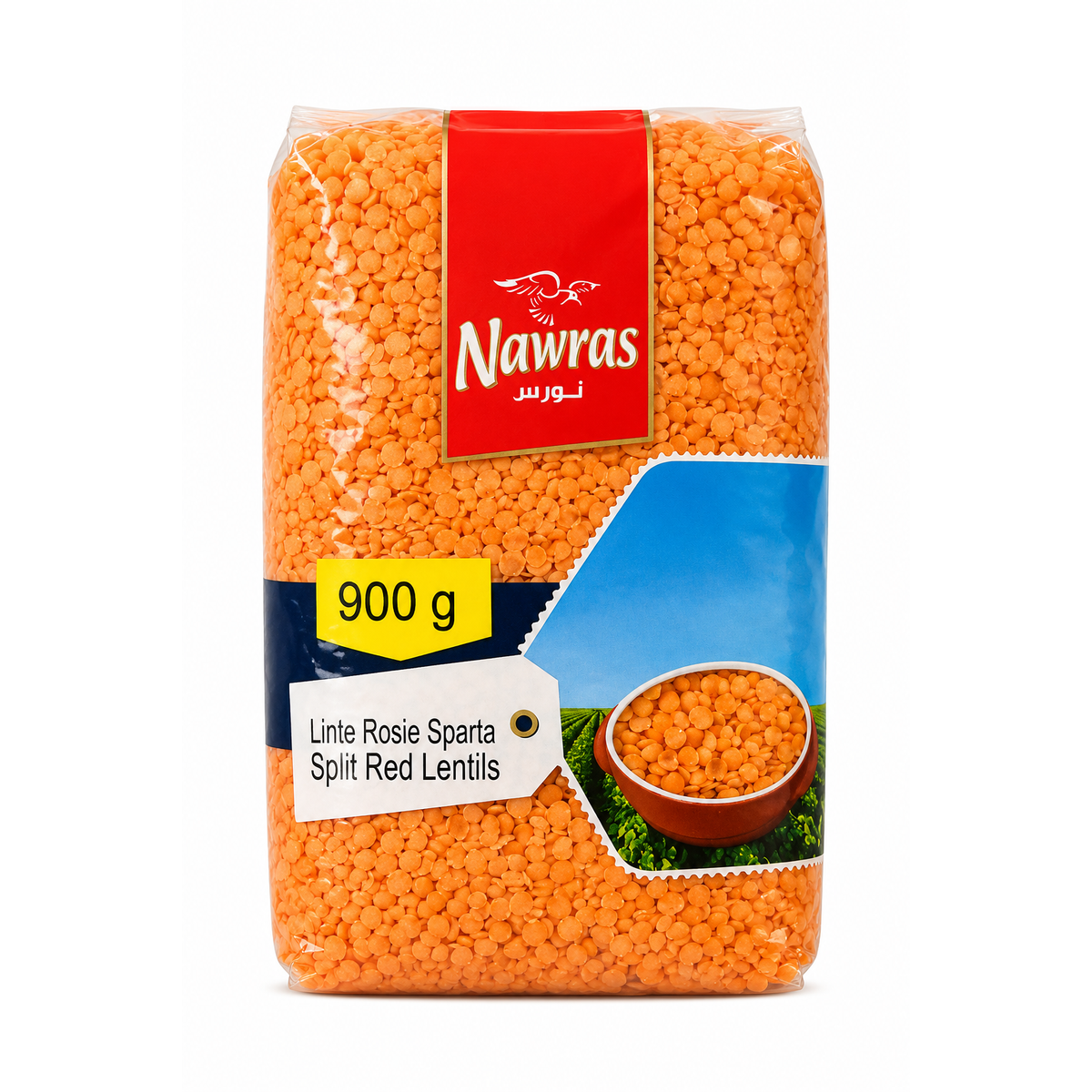 Nawras Linte Roșie Spartă 900g – Linte Roșie Decorticată pentru Supe, Piureuri și Mâncăruri Vegetariene