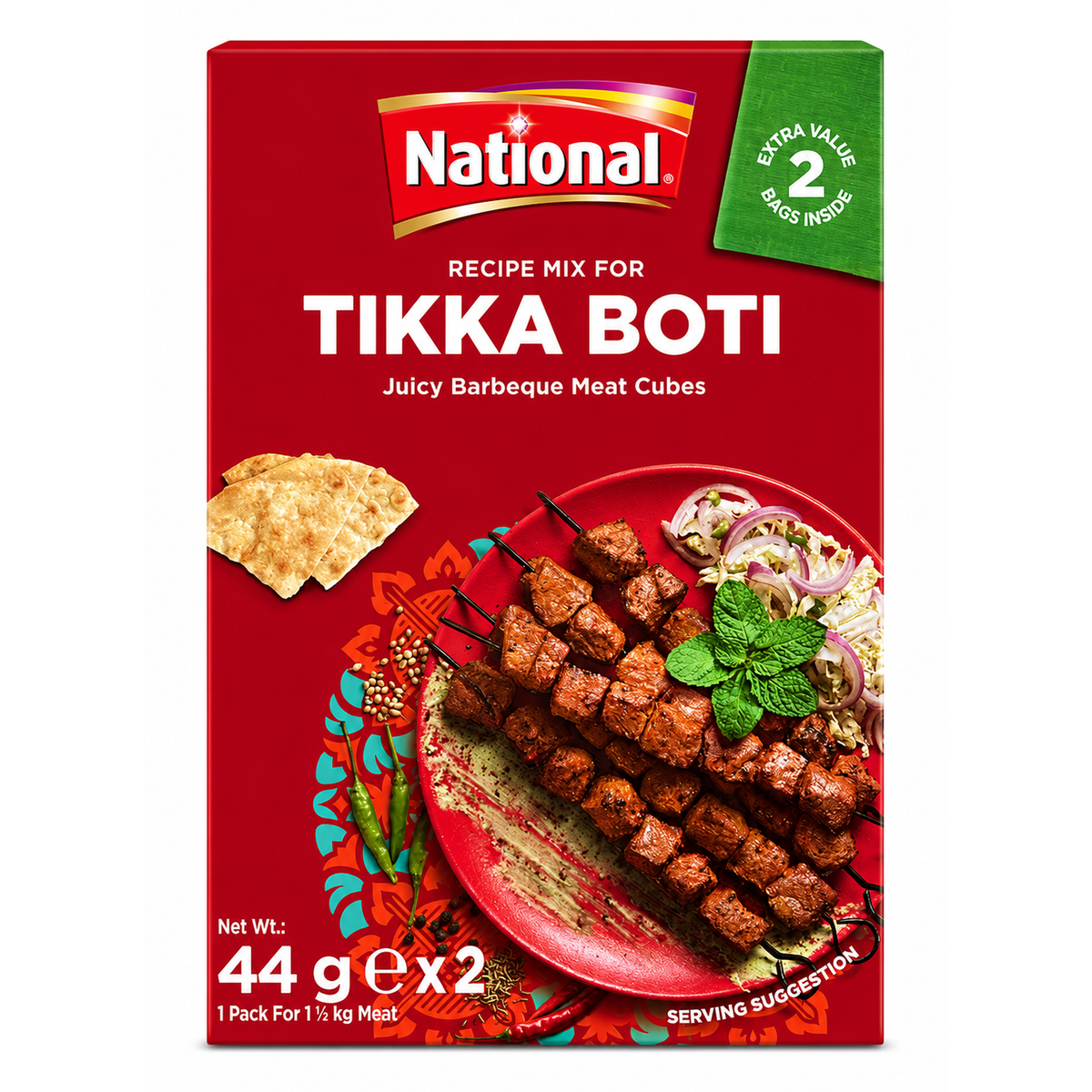 National Tikka Boti Recipe Mix 2x44g – Mix de Condimente pentru Tikka Boti la Grătar