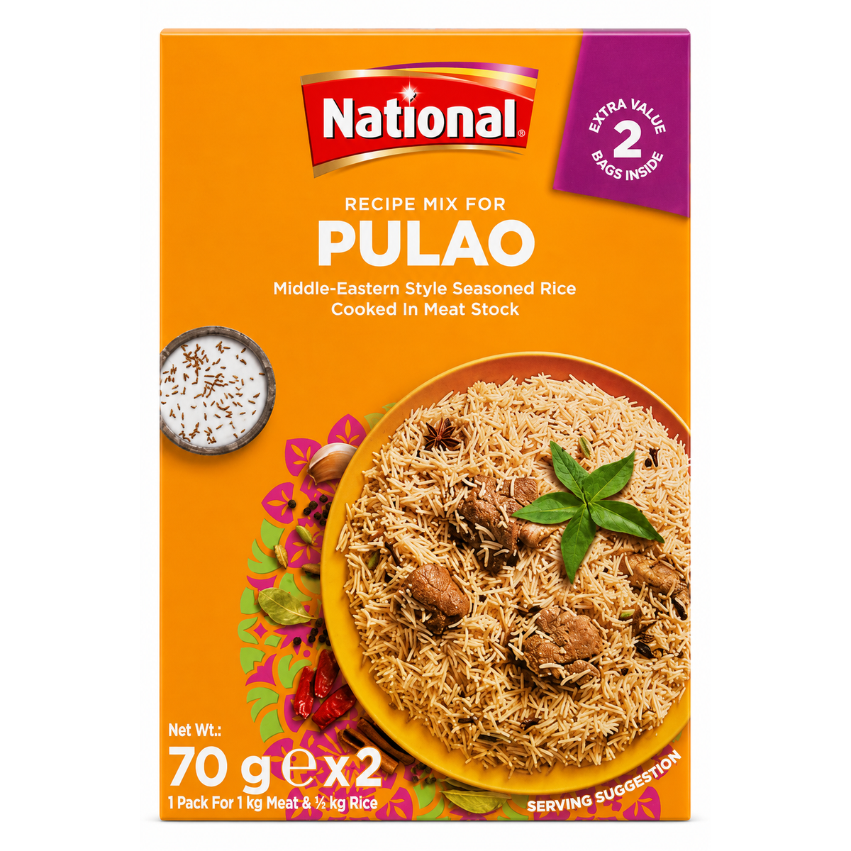 National Pulao Recipe Mix 2x70g – Mix de Condimente pentru Pulao Aromat
