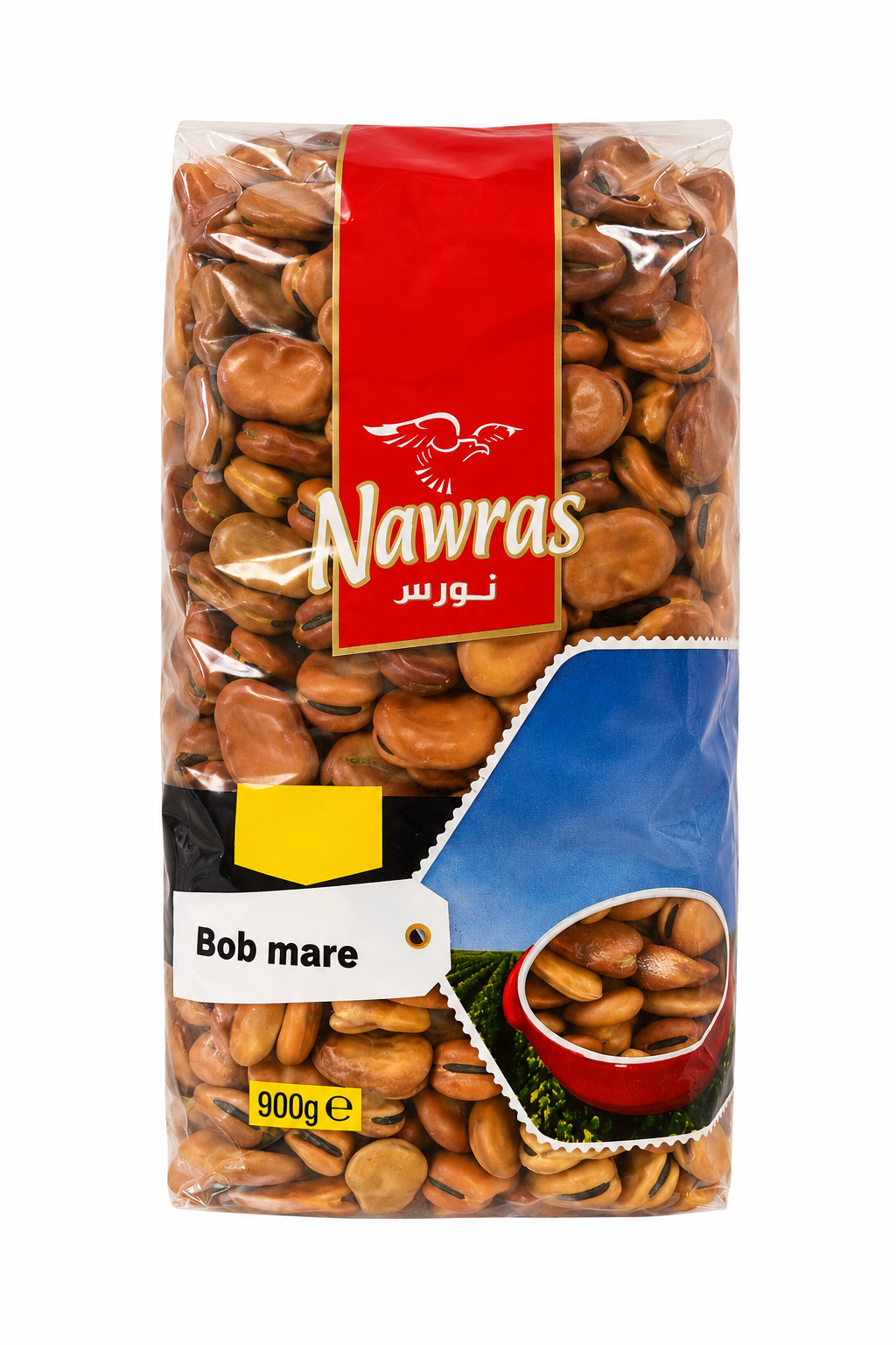 Nawras Fasole Bob Mare Uscată 900g – Boabe Mari de Fasole Bob pentru Supe, Tocănițe și Mâncăruri Tradiționale