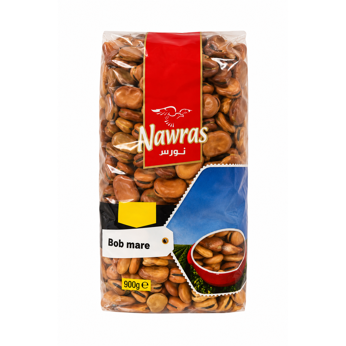 Nawras Fasole Bob Mare Uscată 900g – Boabe Mari de Fasole Bob pentru Supe, Tocănițe și Mâncăruri Tradiționale