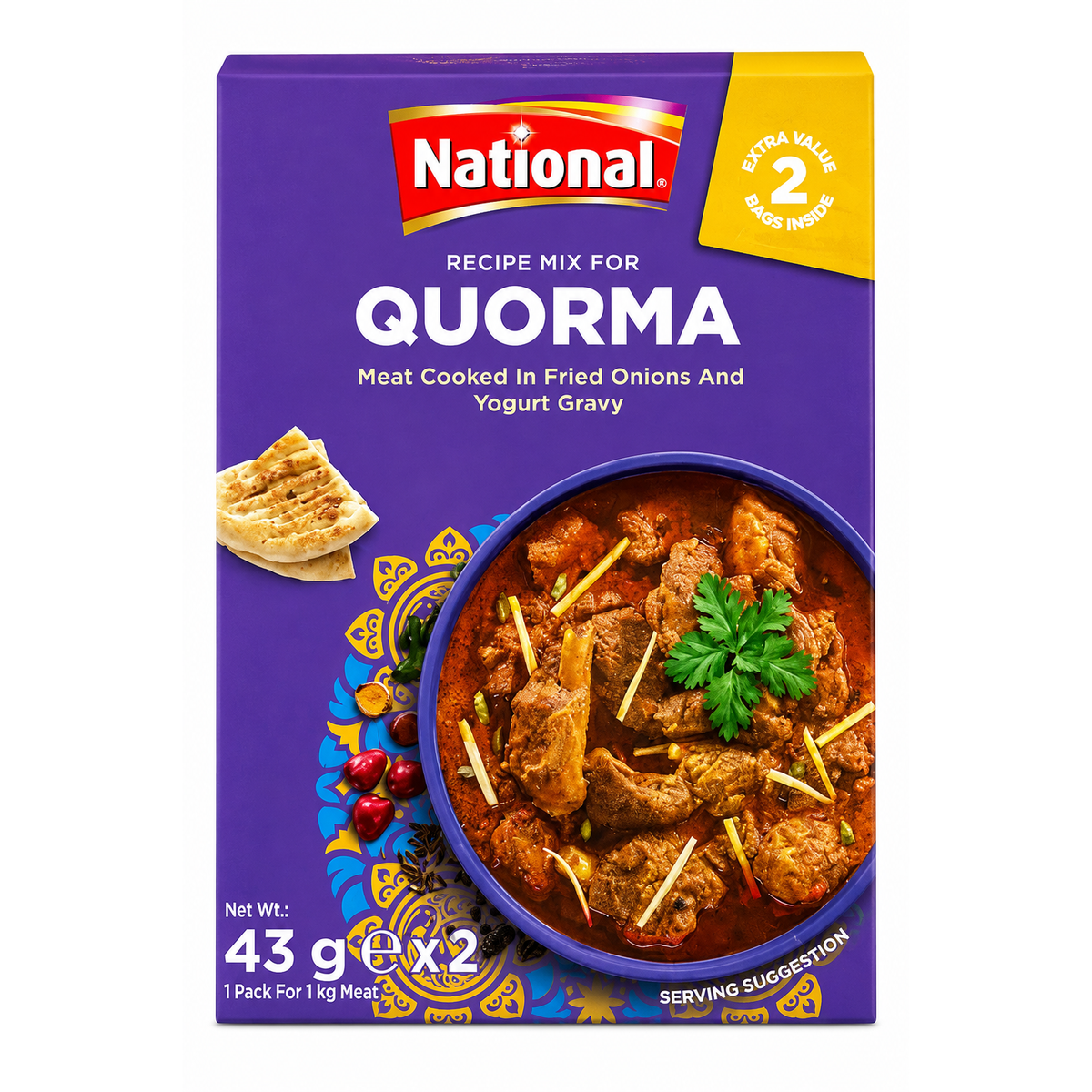 National Quorma Recipe Mix 2x43g – Mix de Condimente pentru Quorma (Korma) Tradițională
