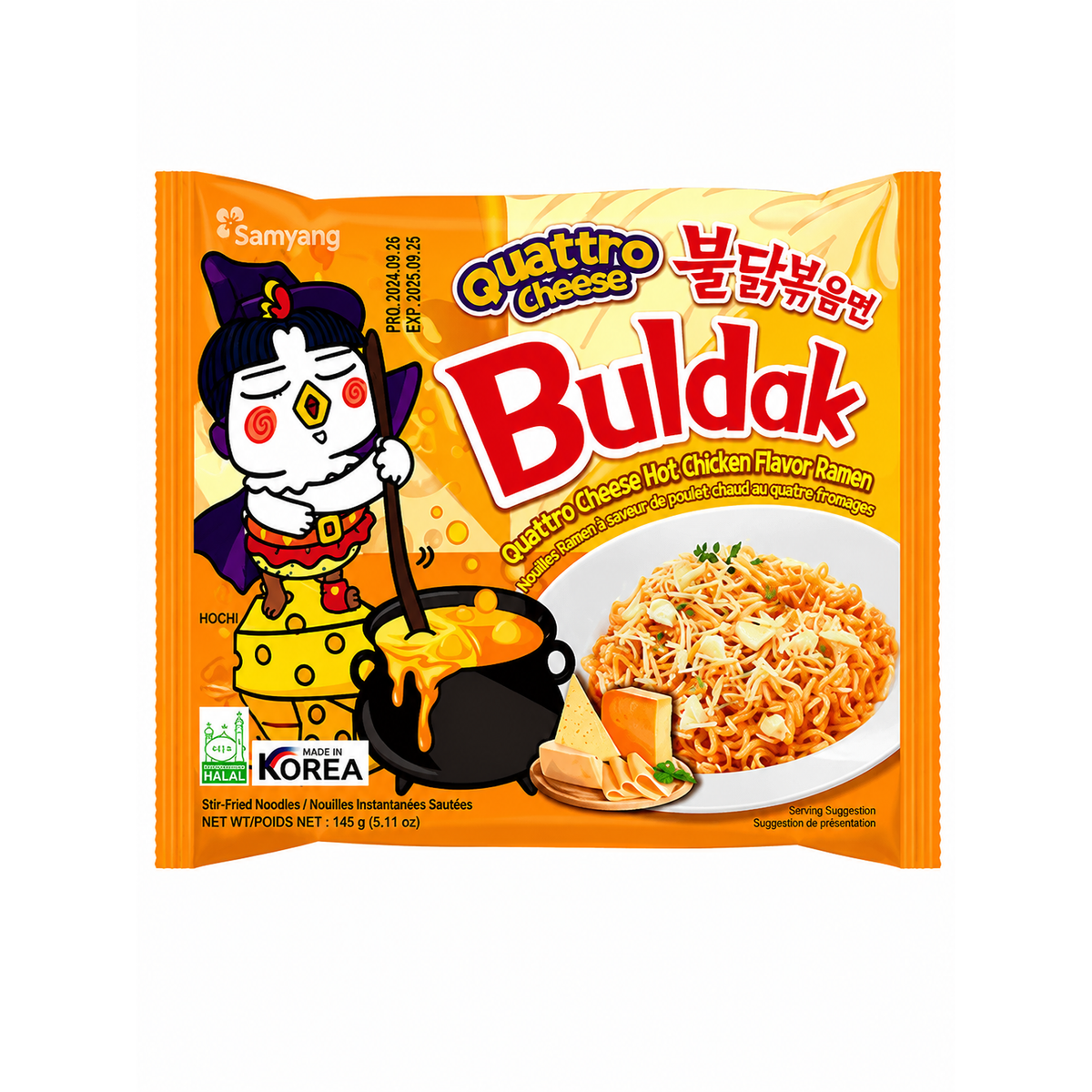 Samyang Buldak Quattro Cheese – Ramen Coreean Picant cu 4 Brânzeturi 145g