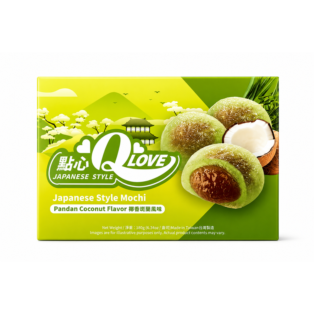 Q Love Mochi Japonez cu Pandan și Cocos – 180 g