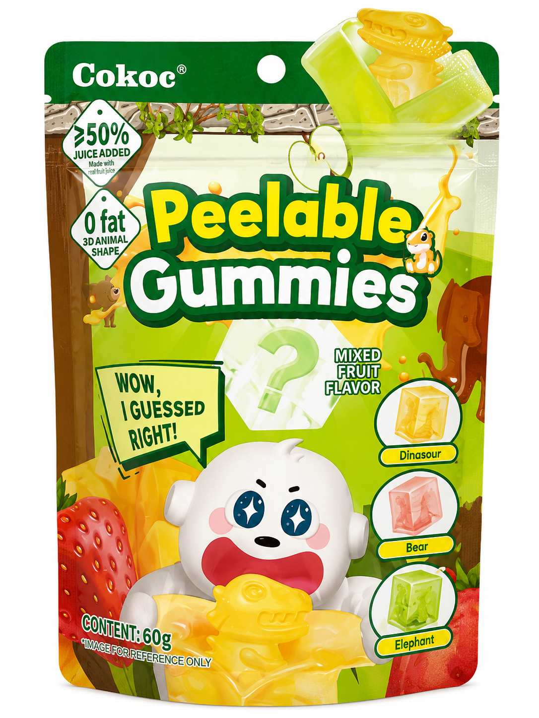 Cokoc Peelable Gummies Mix de Fructe – Jeleuri 3D Decojibile, 60g