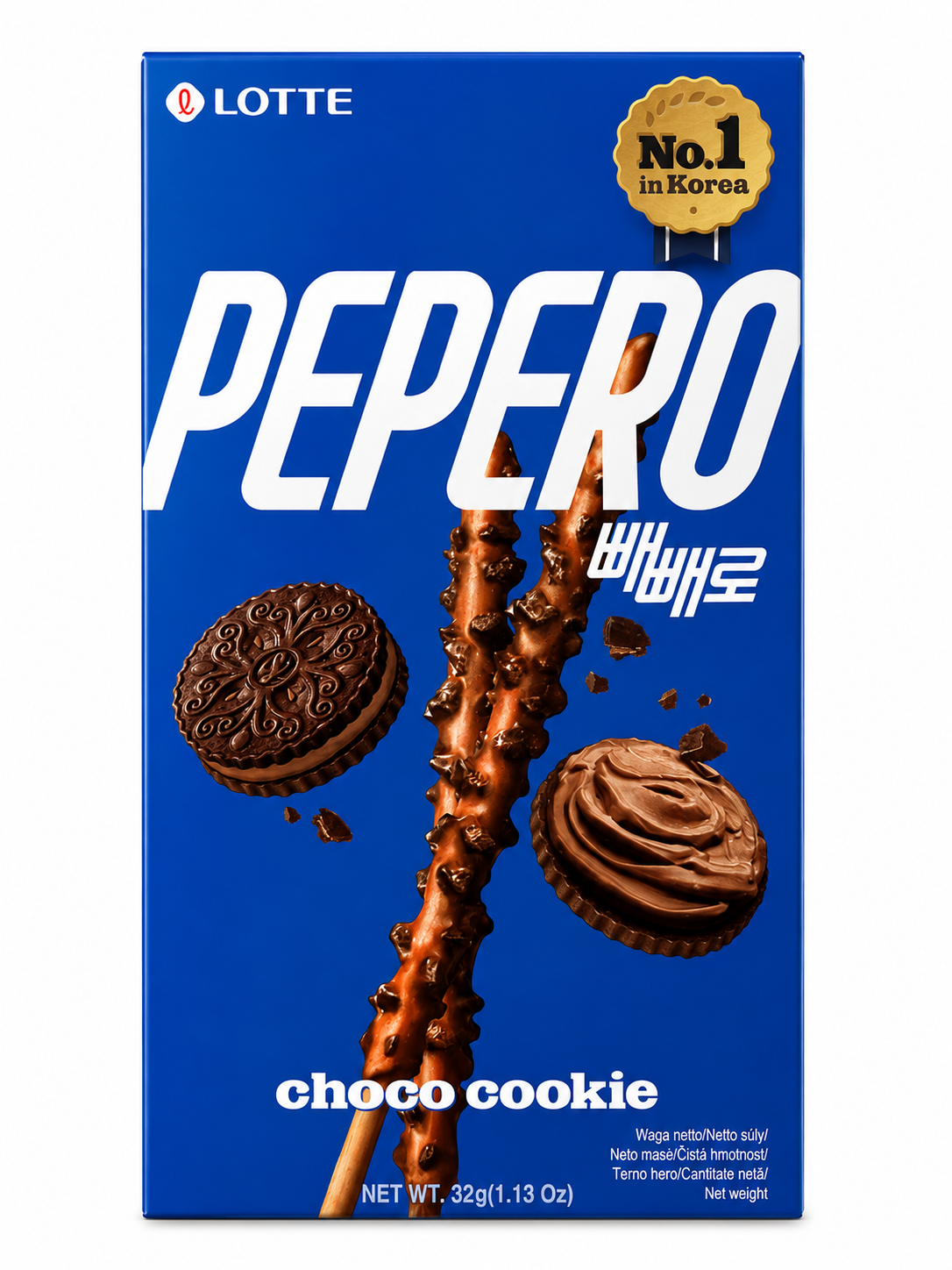 Lotte Pepero Choco Cookie – Bețe Crocante cu Ciocolată și Bucăți de Biscuiți 32 g