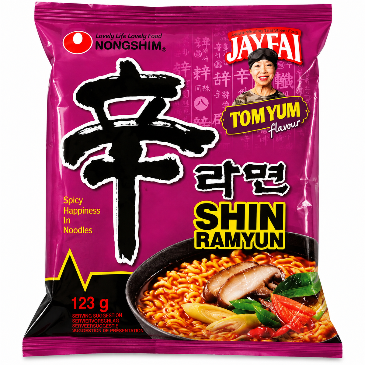 Nongshim Shin Ramyun Jay Fai Tom Yum 123 g – ramen instant picant și cremos