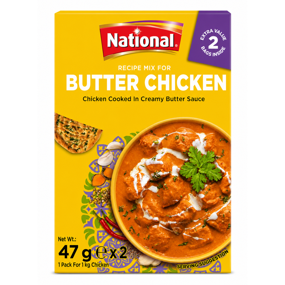 National Butter Chicken Recipe Mix 2x47g – Mix de Condimente pentru Butter Chicken