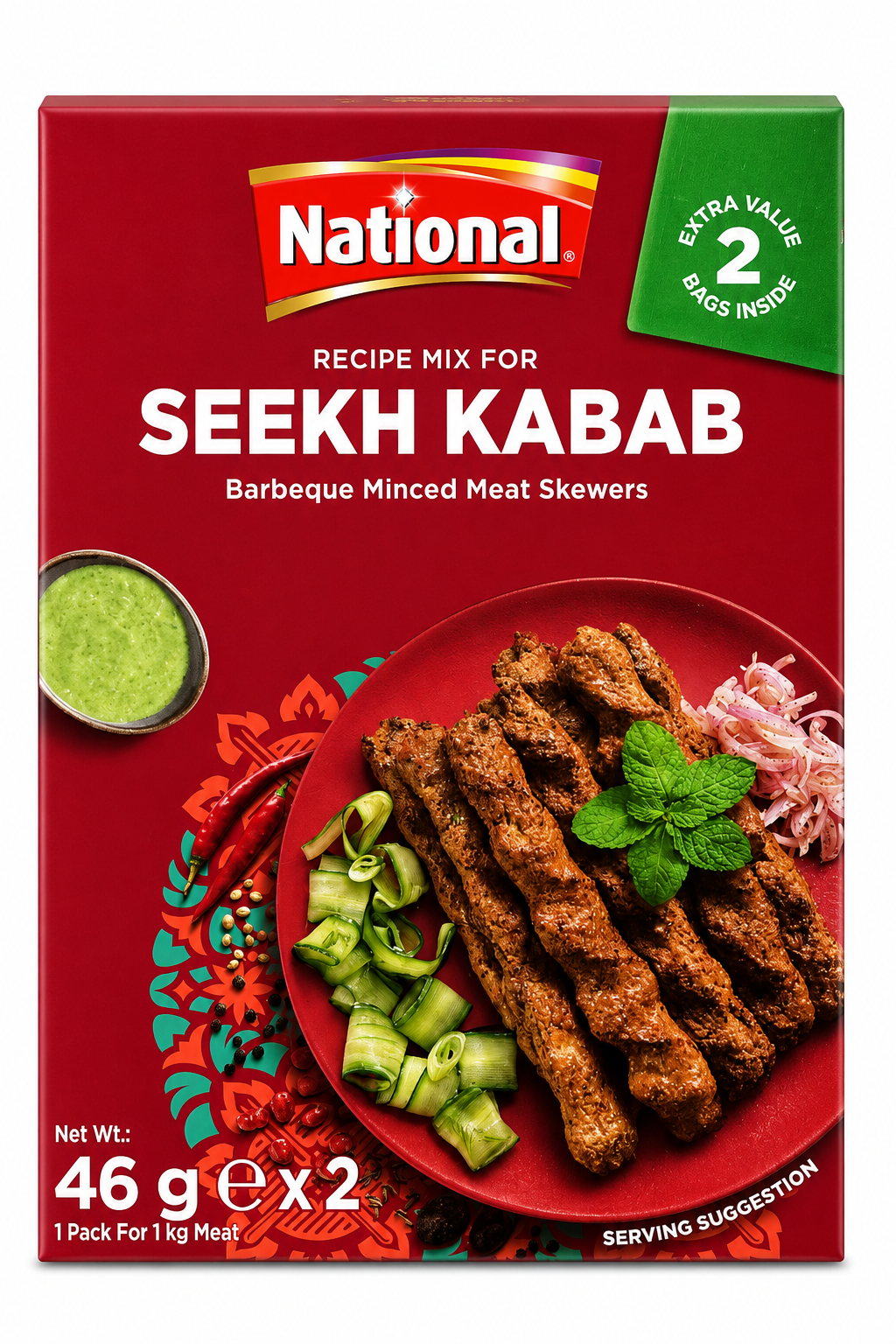 National Seekh Kabab Recipe Mix 2x46g – Mix de Condimente pentru Seekh Kabab