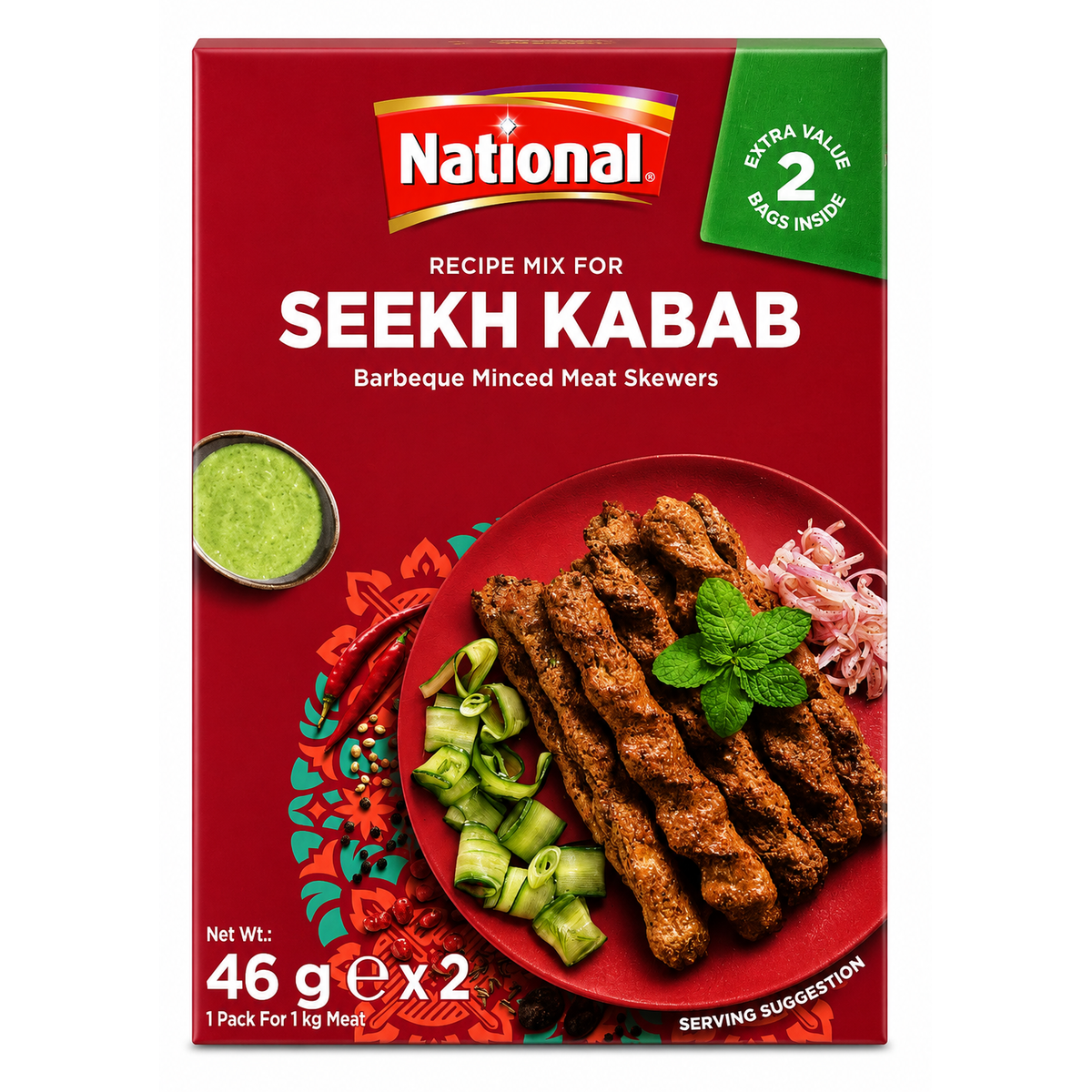 National Seekh Kabab Recipe Mix 2x46g – Mix de Condimente pentru Seekh Kabab