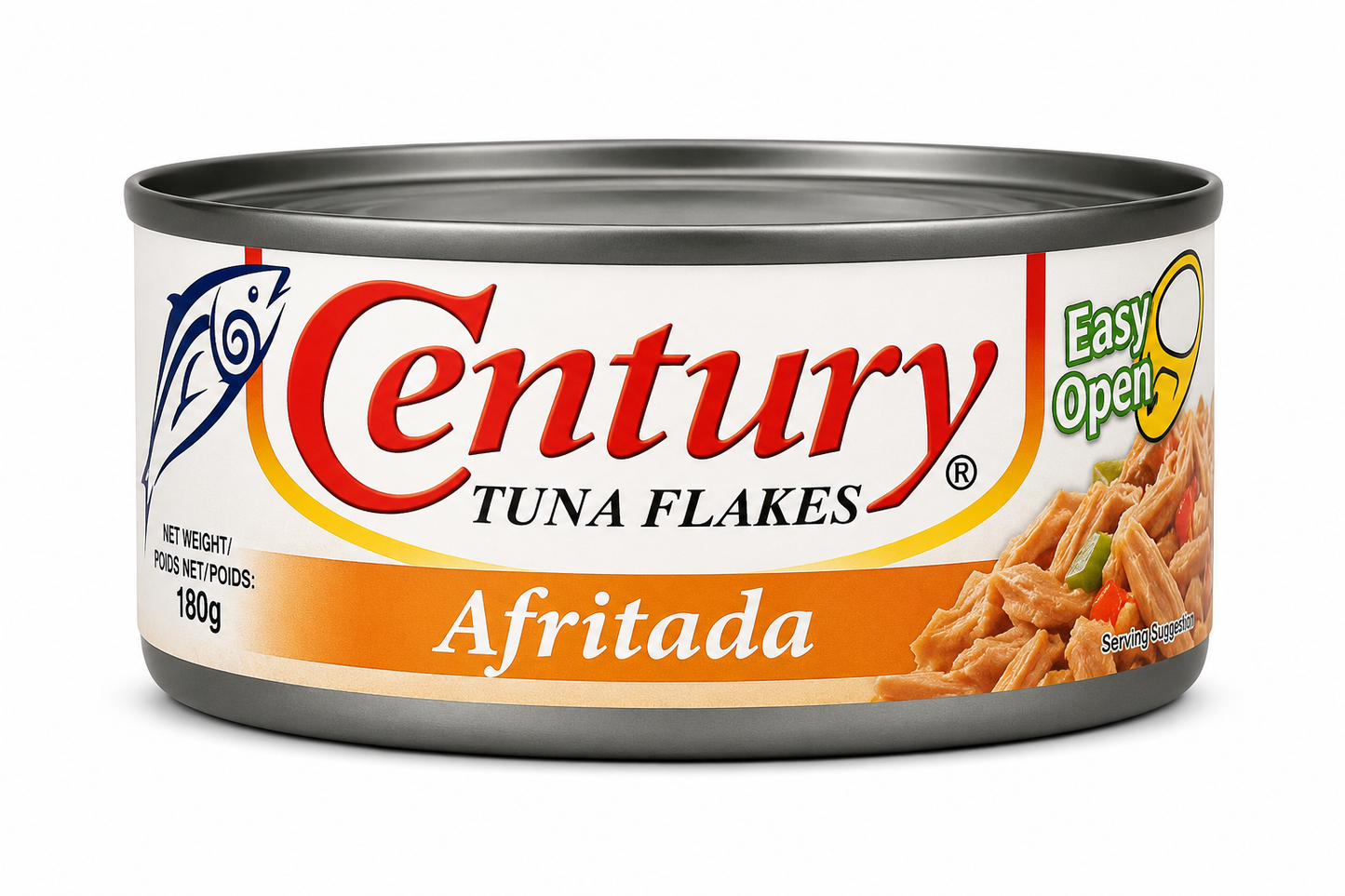 Century Tuna Flakes Afritada 180g – Ton Mărunțit în Sos Afritada, Conservă Easy Open