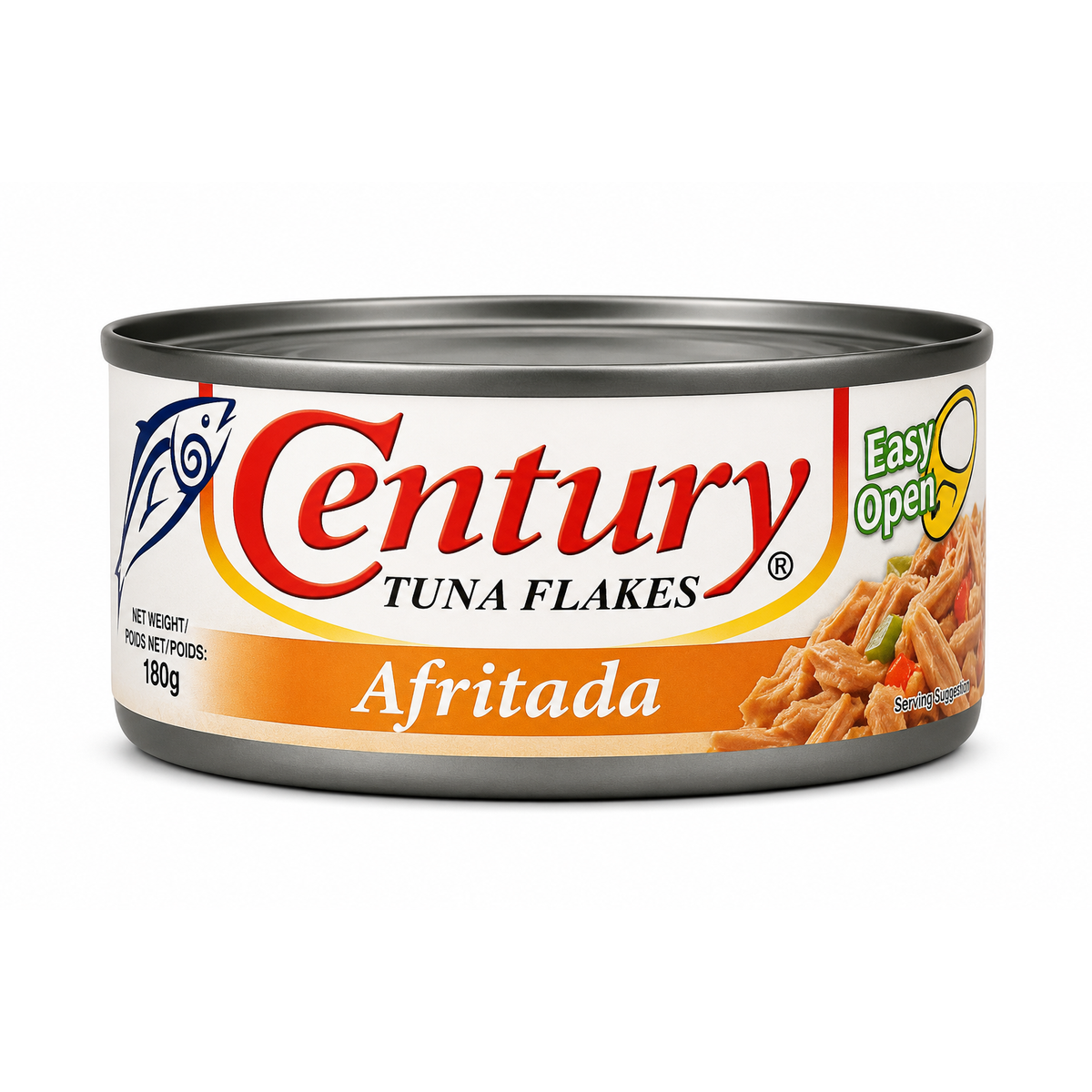 Century Tuna Flakes Afritada 180g – Ton Mărunțit în Sos Afritada, Conservă Easy Open