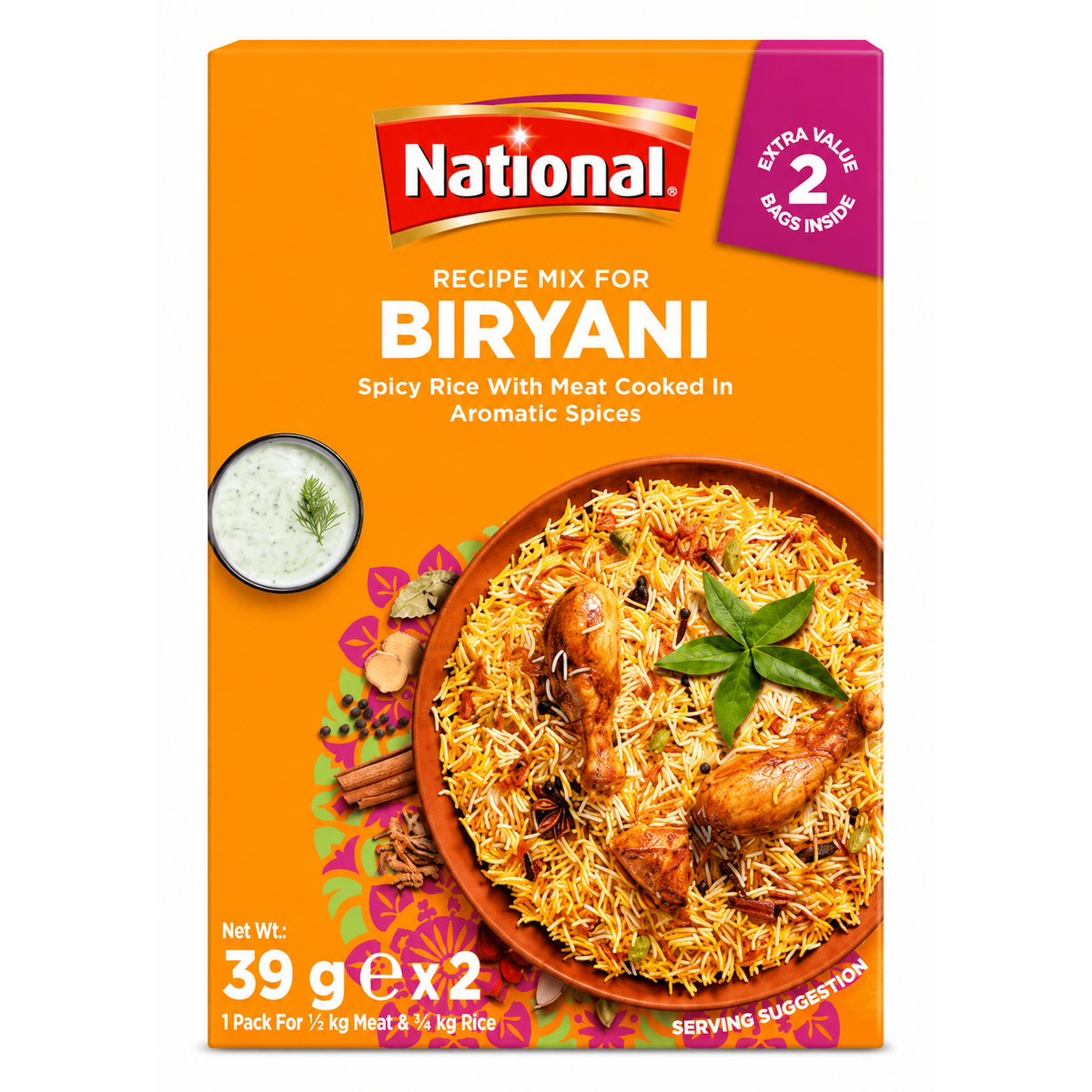 National Biryani Recipe Mix 2x39g – Mix de Condimente pentru Biryani Autentic