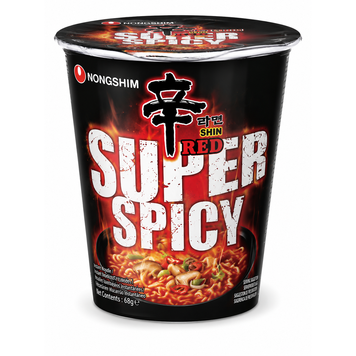 Nongshim Shin Red Super Spicy Cup 68g – Tăiței Instant Coreeni Extra Picanți în Pahar