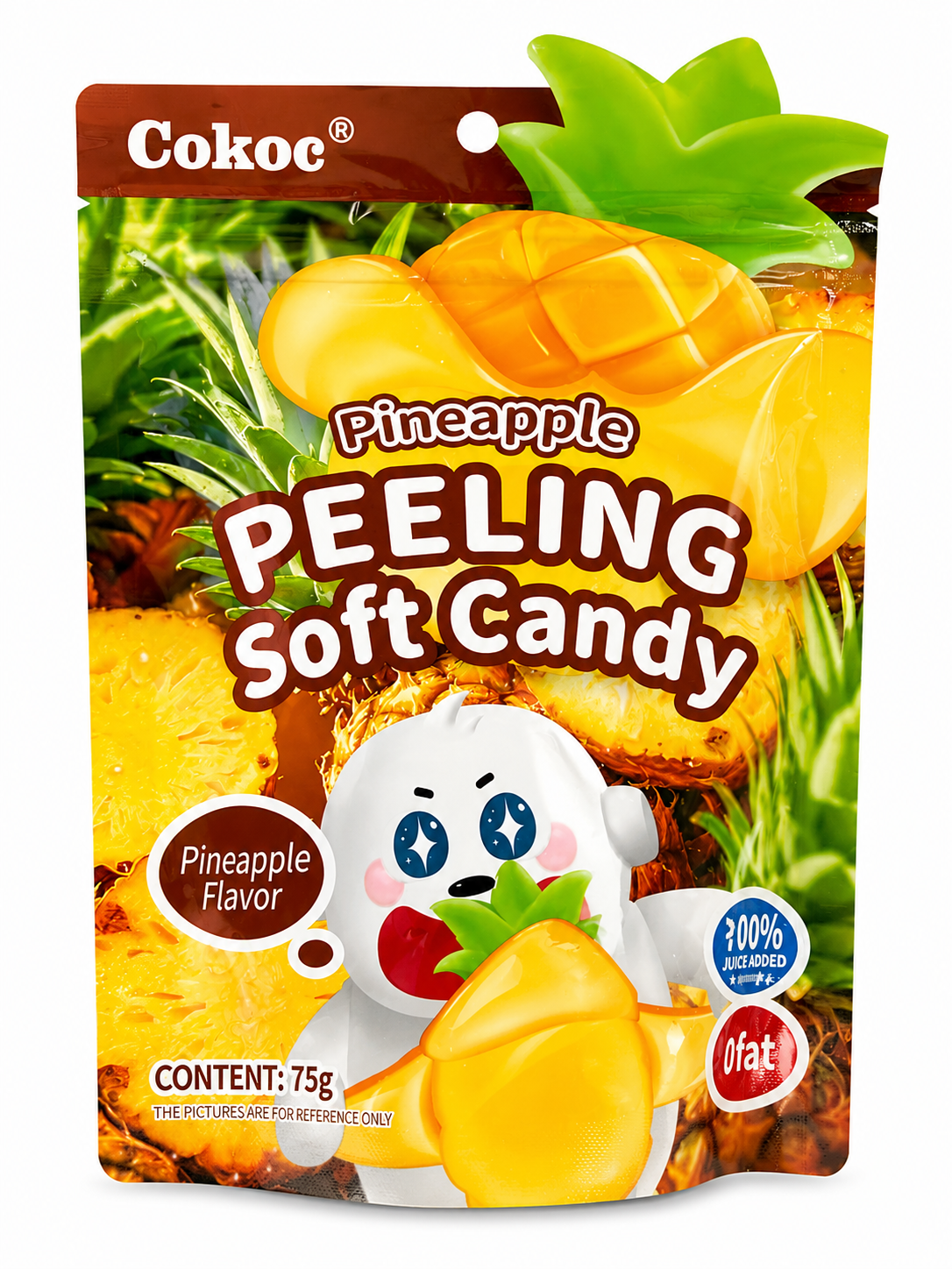 Bomboane Gumate Cokoc Pineapple Peeling Soft Candy cu Aromă de Ananas 75 g