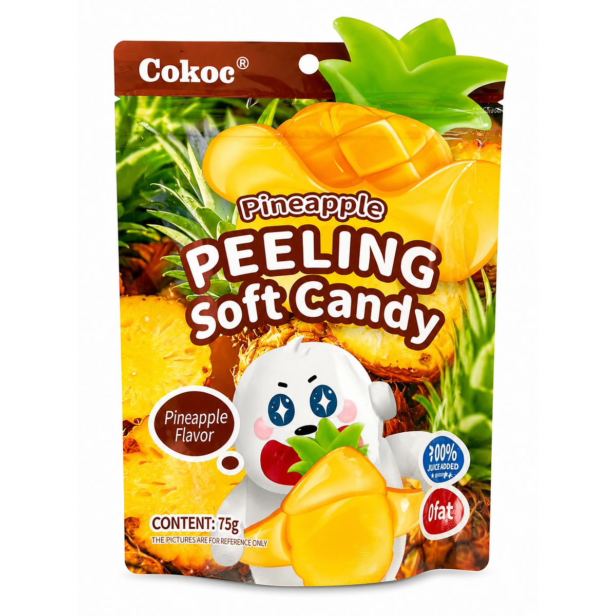 Bomboane Gumate Cokoc Pineapple Peeling Soft Candy cu Aromă de Ananas 75 g