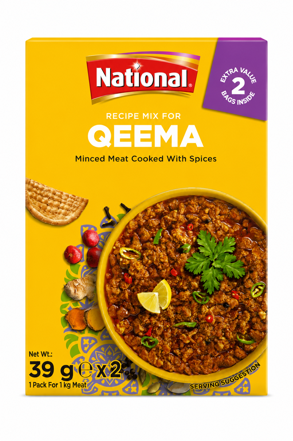 National Qeema Recipe Mix 2x39g – Mix de Condimente pentru Qeema (Carne Tocată)