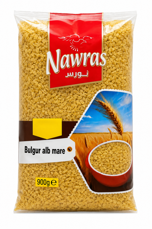 Nawras Bulgur Alb Mare 900g – Bulgur Premium cu Granulație Mare din Grâu Dur