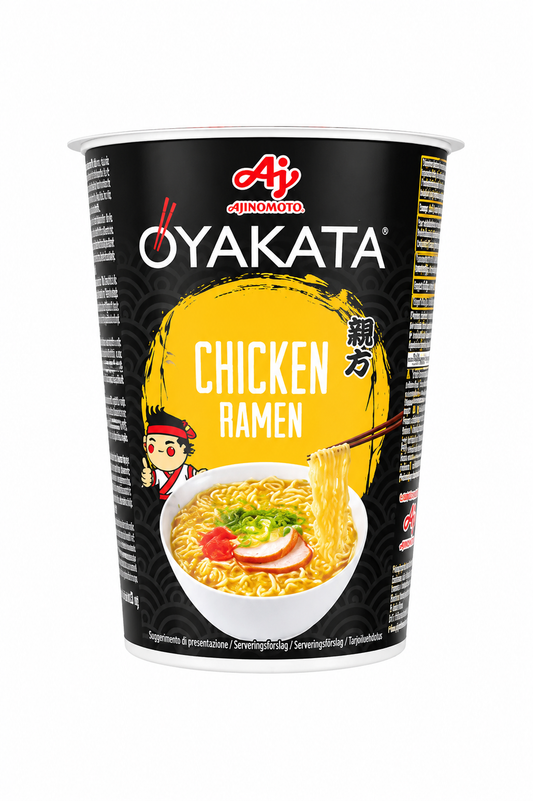 Titlu produs (SEO Friendly)  OYAKATA Japanese Chicken Ramen 63g – Tăiței Instant Japonezi cu Aromă de Pui | Ajinomoto