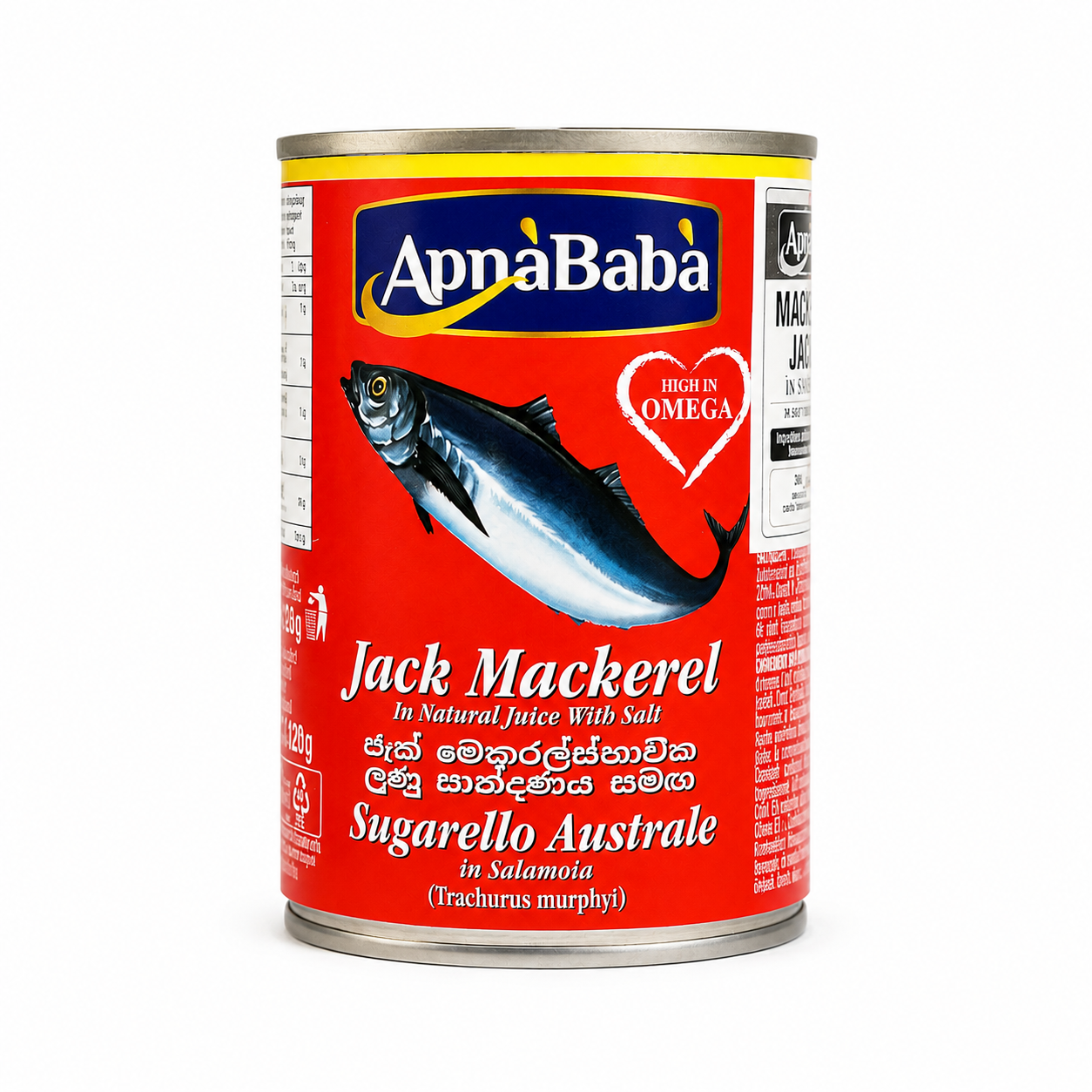Apna Baba Jack Mackerel în Saramură 425g – Macrou Jack în Suc Natural cu Sare