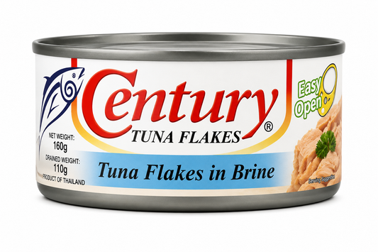 Century Tuna Flakes în Saramură 180g – Ton Mărunțit în Saramură, Conservă cu Deschidere Ușoară