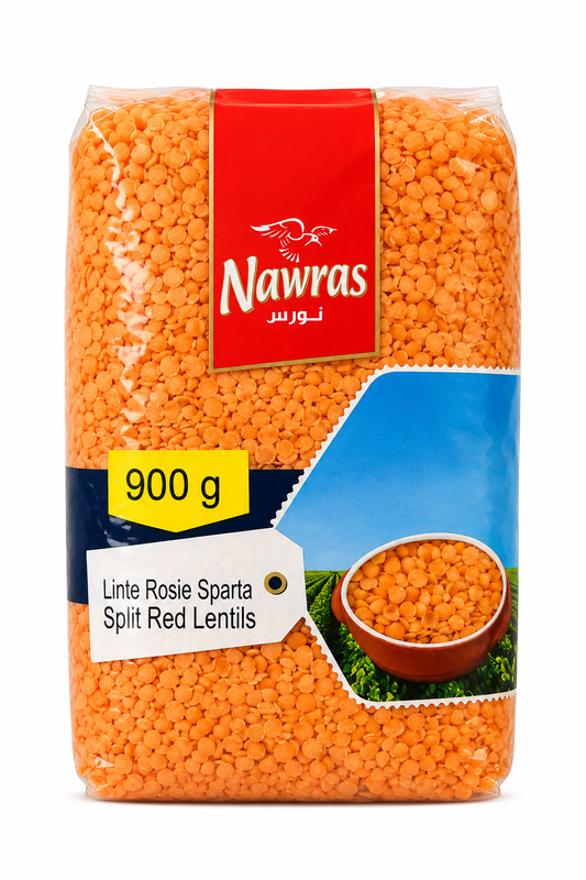 Nawras Linte Roșie Spartă 900g – Linte Roșie Decorticată pentru Supe, Piureuri și Mâncăruri Vegetariene