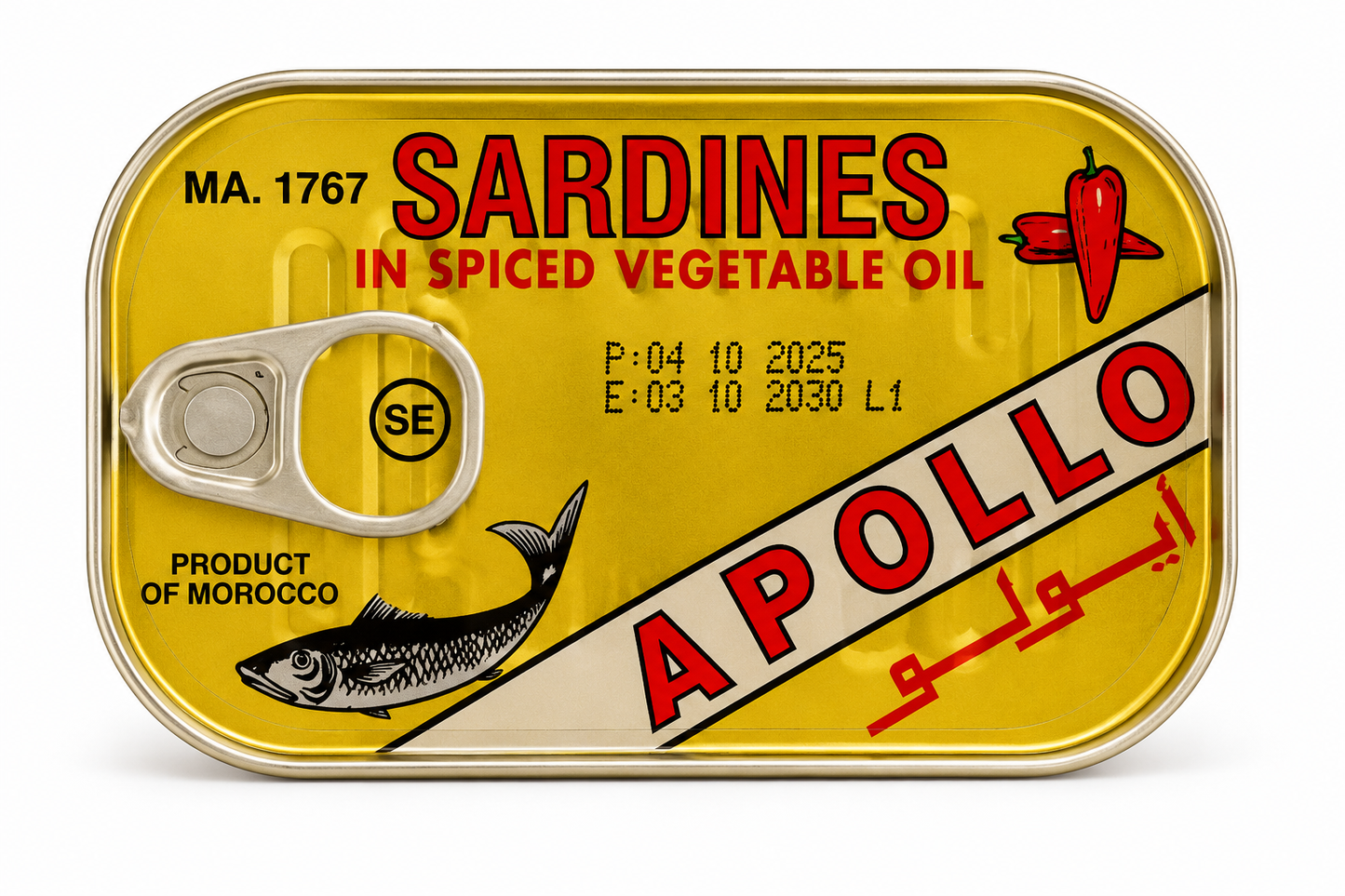 Sardine Apollo în Ulei Vegetal Picant 125g – Produs din Maroc