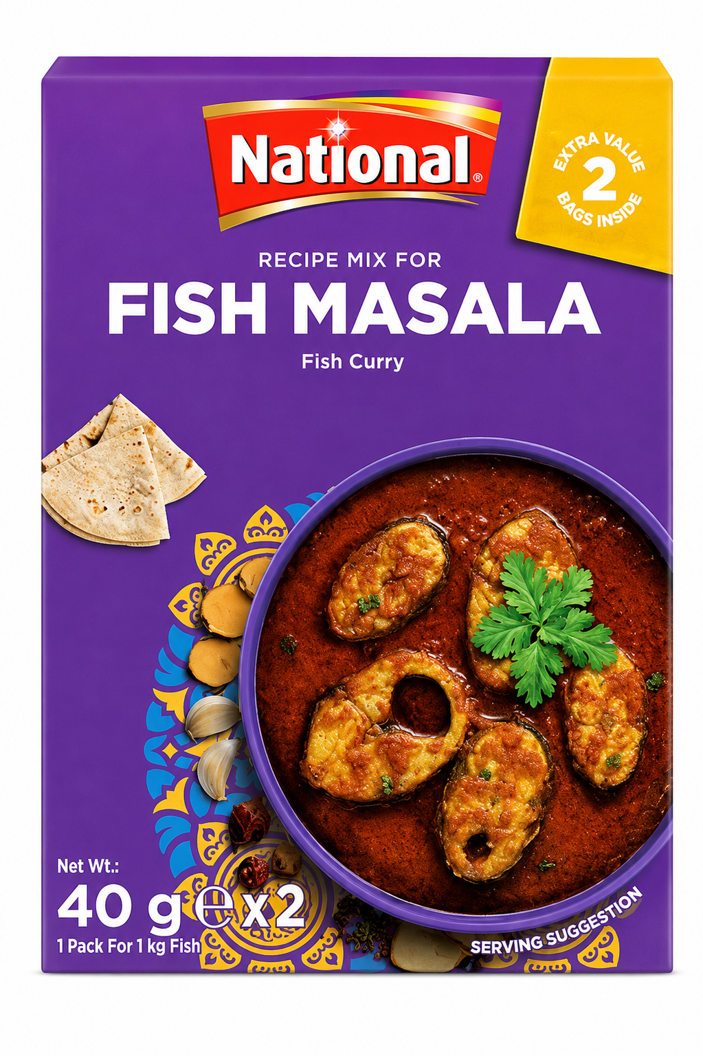 National Fish Masala Recipe Mix 2x40g – Mix de Condimente pentru Fish Curry