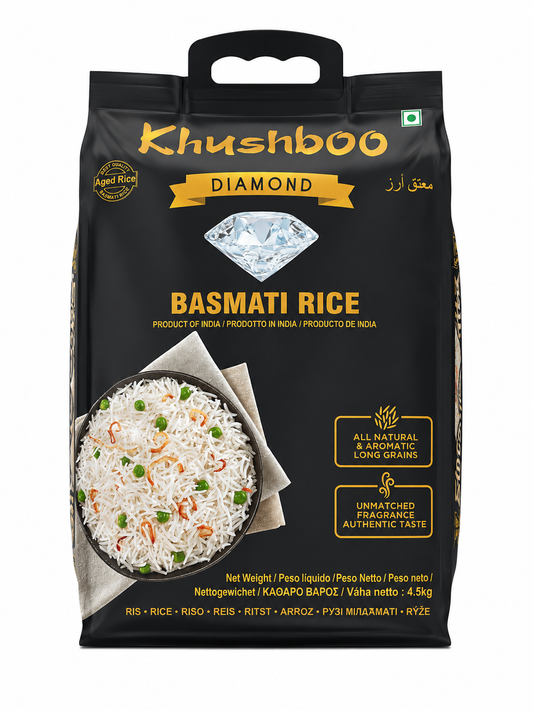 Khushboo Diamond Basmati Rice 4.5kg – Orez Basmati Premium Aromat cu Bob Lung