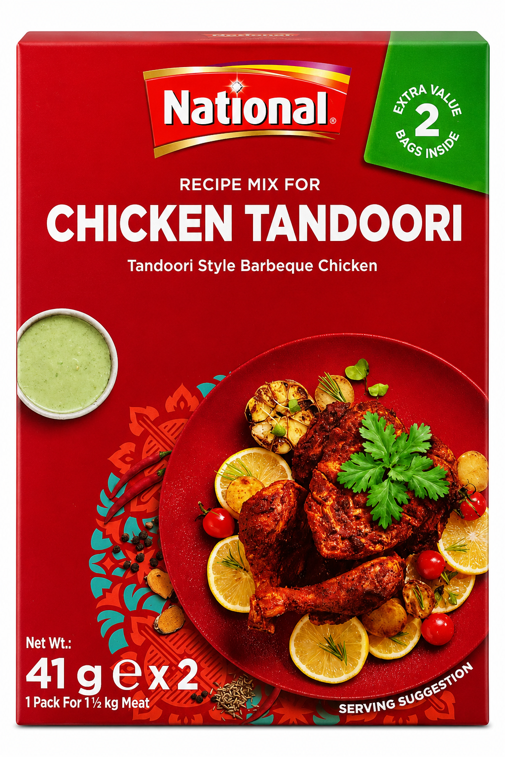 National Chicken Tandoori Recipe Mix 41g x 2 – Mix de Condimente pentru Pui Tandoori