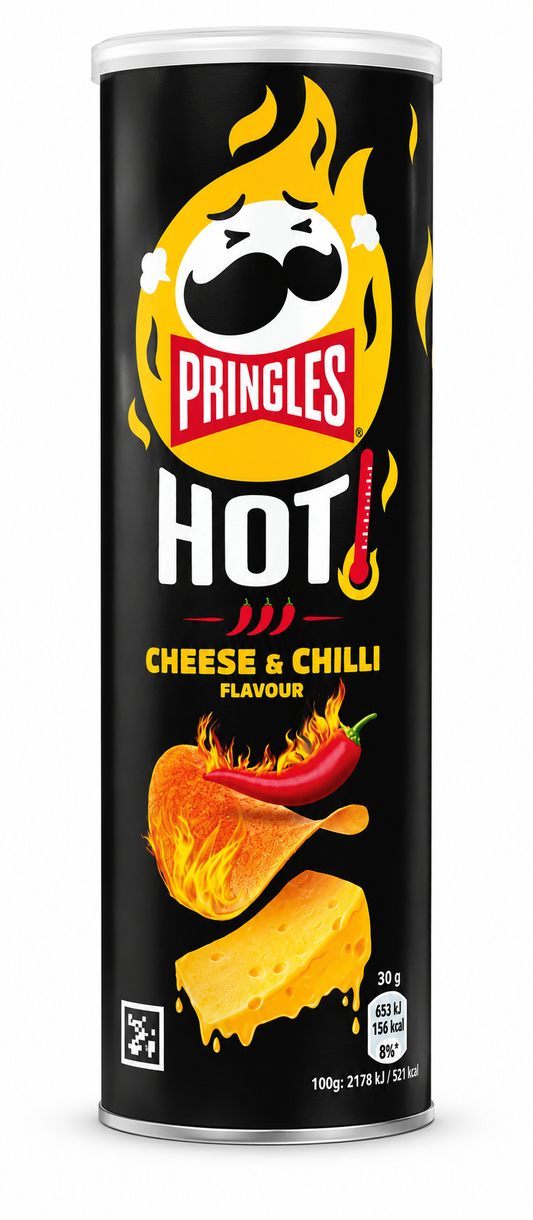 Pringles Hot Cheese & Chilli 165g – Chipsuri cu Brânză și Ardei Iute
