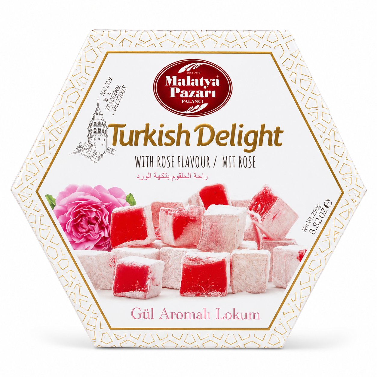 Malatya Pazarı Turkish Delight cu Aromă de Trandafir 250 g
