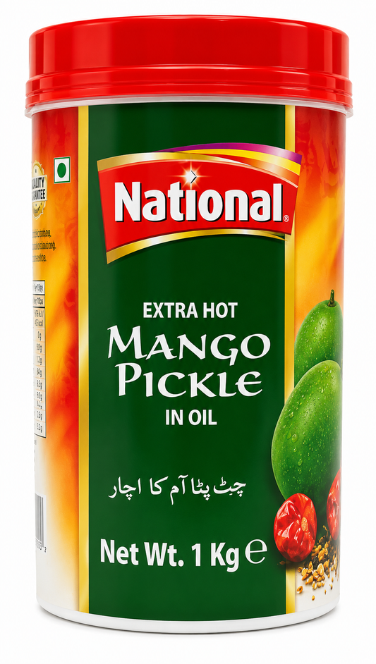 National Extra Hot Mango Pickle in Oil 1kg – Murături de Mango Picante în Ulei