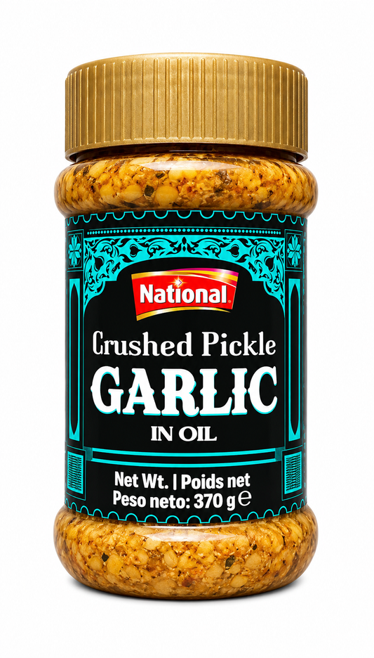 National Crushed Pickle Garlic in Oil 370g – Murături de Usturoi Mărunțite în Ulei