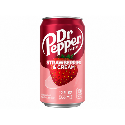 Dr Pepper Strawberries & Cream – Băutură Carbogazoasă cu Căpșuni și Cremă 355 ml