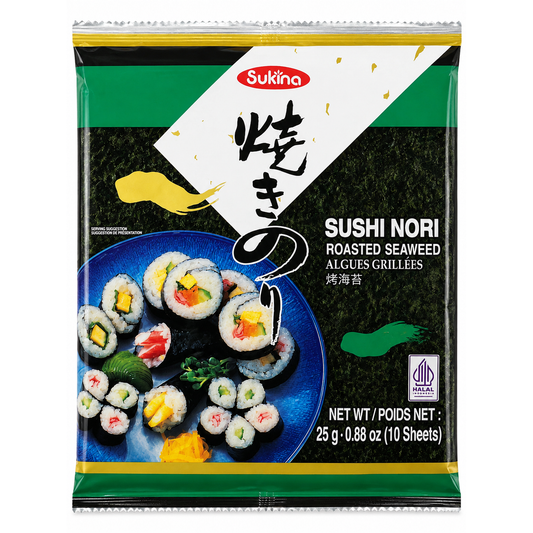 Sukina Sushi Nori – Foi de Alge Marine Prăjite pentru Sushi, 10 foi – 25g