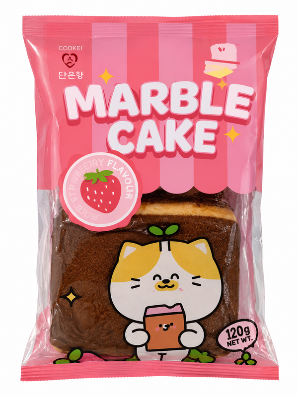 Marble Cake Strawberry Flavour – Chec Marmorat cu Aromă de Căpșuni 120 g