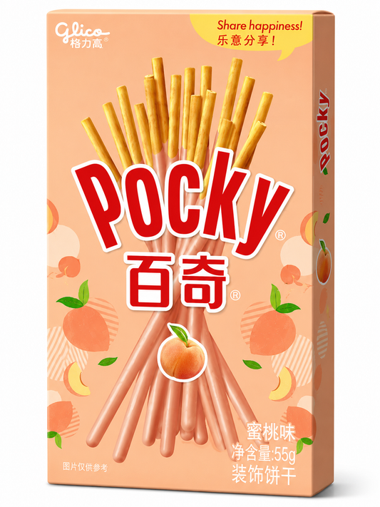 Pocky Biscuiți Crocanți cu Glazură de Piersică – 55 g