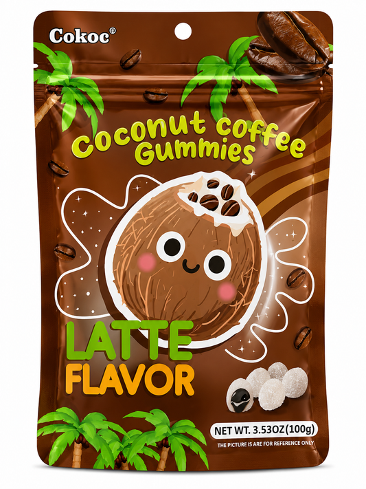 Cokoc Coconut Latte Gummies – Jeleuri cu Aromă de Latte și Nucă de Cocos 100g