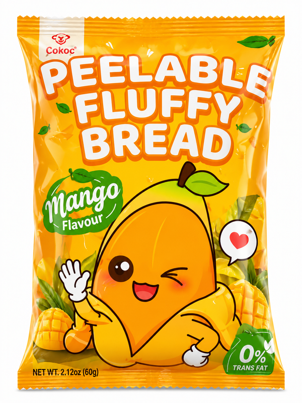 Peelable Fluffy Bread cu Aromă de Mango – Gustare Dulce 60g