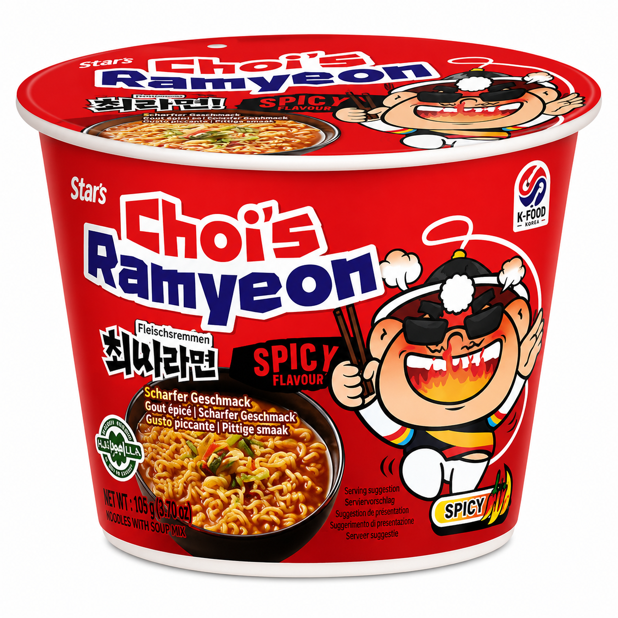 Choi's Ramyeon Spicy Cup – Tăiței Instant Coreeni Picanți 105g
