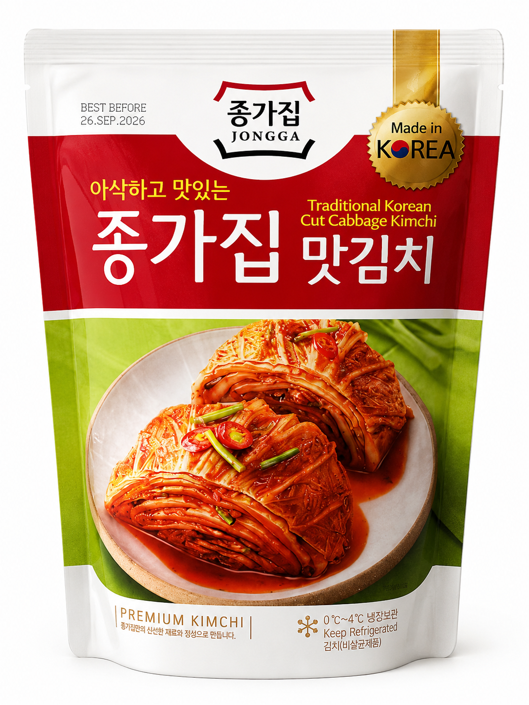 Kimchi Coreean Tradițional Jongga – Varză Murată Picantă Tăiată, Premium