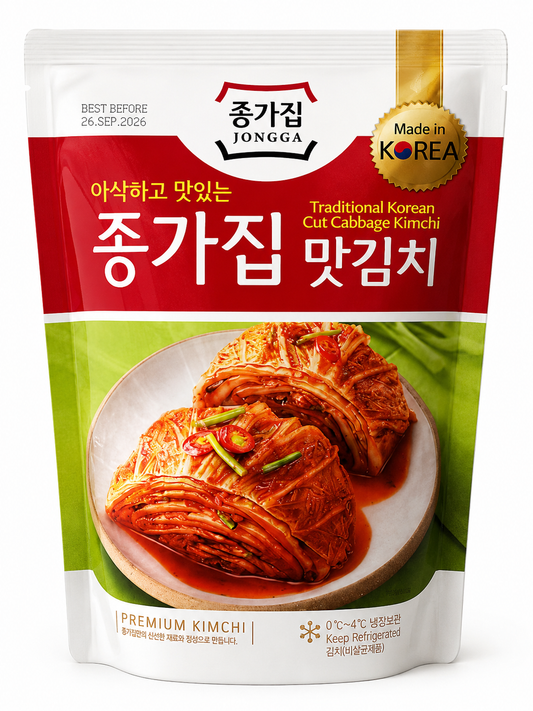 Kimchi Coreean Tradițional Jongga – Varză Murată Picantă Tăiată, Premium