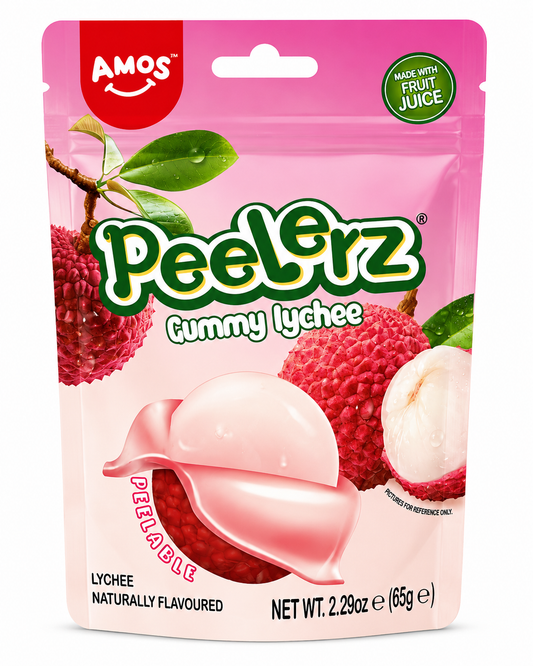 Bomboane Gumate Amos Peelerz cu Aromă de Lychee 65g