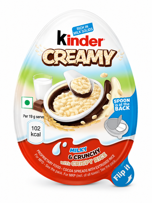 Kinder Creamy Milky & Crunchy cu Orez Expandat 19g – Cremă de lapte și cacao