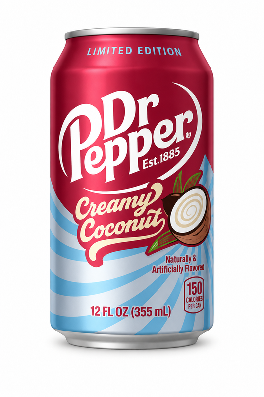 Dr Pepper Creamy Coconut 355 ml – Băutură Carbogazoasă Ediție Limitată cu Aromă de Cocos